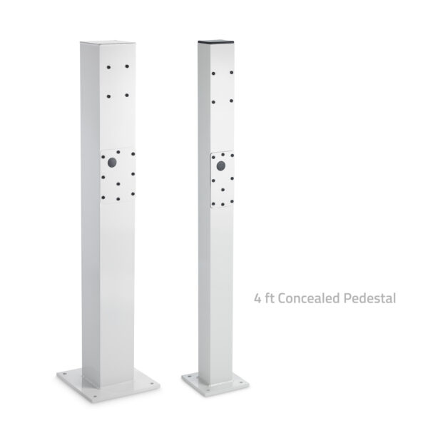 Two charging pedestals on a white background.