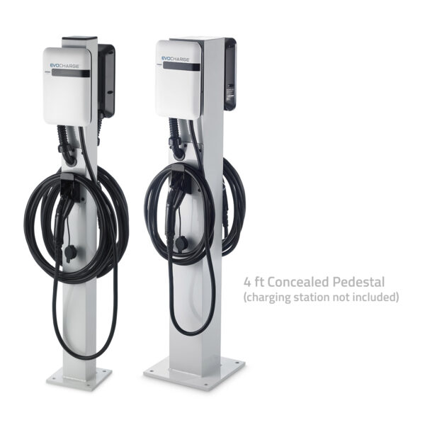 Two EvoCharge chargers on a 4 foot concealed pedestal.